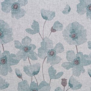 Eurofirany Zasłona na przelotkach w kwiaty SANDREA 140X250 biała + turkusowa 5