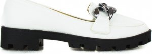 Optimo Mokasyny na platformie z ozdobą matowe białe Optimo-40 1
