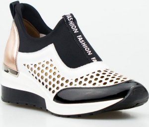 AGA Sneakersy ażurowe skórzane czarne Aga-37 2