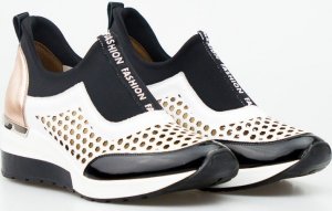 AGA Sneakersy ażurowe skórzane czarne Aga-37 5