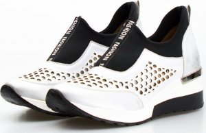 AGA Sneakersy ażurowe skórzane czarne Aga-37 4