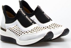 AGA Sneakersy ażurowe skórzane czarne Aga-37 5