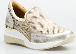 AGA Sneakersy ażurowe wsuwane skórzane złote Aga-37 2