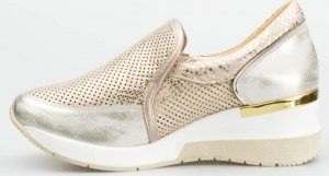 AGA Sneakersy ażurowe wsuwane skórzane złote Aga-37 3