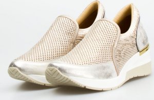 AGA Sneakersy ażurowe wsuwane skórzane złote Aga-37 4
