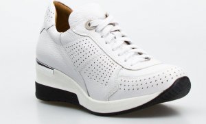 AGA Sneakersy na koturnie ażurowe skórzane szare Aga-39 2