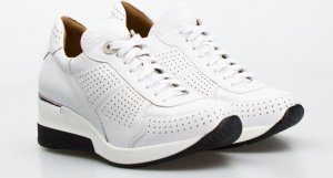 AGA Sneakersy na koturnie ażurowe skórzane szare Aga-40 5