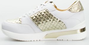 AGA Sneakersy na koturnie pikowane skórzane białe złote Aga-39 3