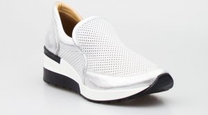 AGA Sneakersy skórzane ażurowe srebrne Aga-39 2