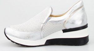 AGA Sneakersy skórzane ażurowe srebrne Aga-39 3