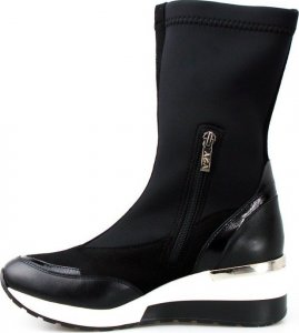 AGA Sneakersy skórzane wysokie wsuwane czarna wstawka czarne Aga-40 3