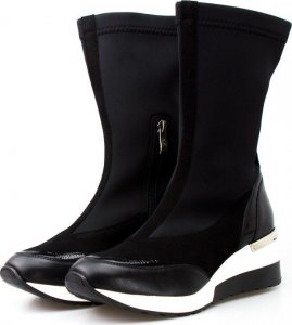 AGA Sneakersy skórzane wysokie wsuwane czarna wstawka czarne Aga-40 4