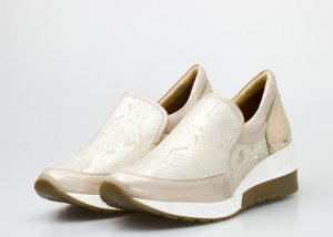 AGA Sneakersy wężowe skórzane złote Aga-38 4