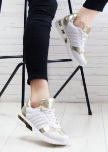 AGA Sneakersy z mieniącymi się wstawkami skórzane białe Aga-38 6