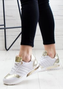 AGA Sneakersy z mieniącymi się wstawkami skórzane białe Aga-38 7