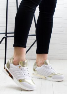 AGA Sneakersy z mieniącymi się wstawkami skórzane białe Aga-38 8