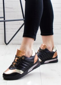 AGA Sneakersy z mieniącymi się wstawkami skórzane czarne Aga-37 8