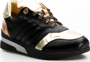 AGA Sneakersy z mieniącymi się wstawkami skórzane czarne Aga-38 2