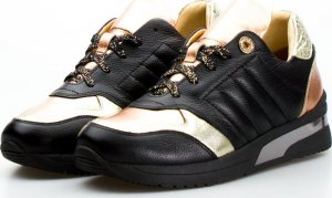 AGA Sneakersy z mieniącymi się wstawkami skórzane czarne Aga-39 4