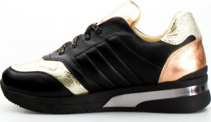 AGA Sneakersy z mieniącymi się wstawkami skórzane czarne Aga-41 3