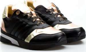 AGA Sneakersy z mieniącymi się wstawkami skórzane czarne Aga-41 5