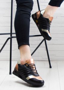 AGA Sneakersy z mieniącymi się wstawkami skórzane czarne Aga-41 6