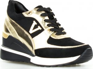 W. Potocki Sneakersy na koturnie mieniące się czarne złote Potocki-37 2
