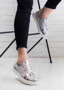 Seastar Tenisówki ażurowe lustrzane srebrne-38 6
