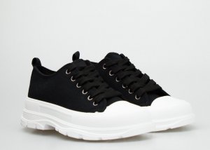 Seastar Tenisówki na białej platformie czarne-38 5