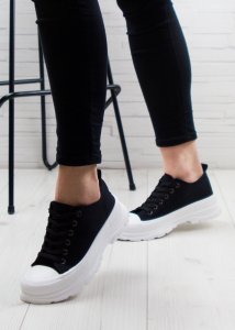 Seastar Tenisówki na białej platformie czarne-38 7