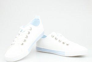 Seastar Tenisówki z ozdobnymi oczkami białe niebieskie-38 6