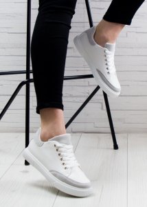 Seastar Tenisówki z szarymi zamszowymi wstawkami białe-39 7