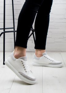 Seastar Tenisówki z szarymi zamszowymi wstawkami białe-40 8