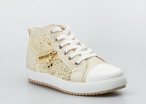 Seastar Trampki prześwitujące ze złotym zamkiem beżowe-38 2