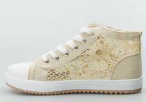 Seastar Trampki prześwitujące ze złotym zamkiem beżowe-38 3