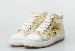 Seastar Trampki prześwitujące ze złotym zamkiem beżowe-38 4