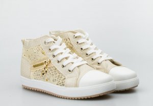 Seastar Trampki prześwitujące ze złotym zamkiem beżowe-38 5