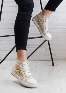 Seastar Trampki prześwitujące ze złotym zamkiem beżowe-38 6