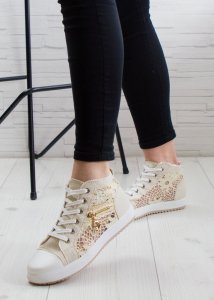 Seastar Trampki prześwitujące ze złotym zamkiem beżowe-38 7