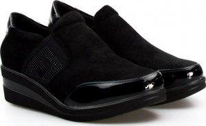 Sergio Leone Sneakersy wsuwane z gumkami z cyrkoniami czarne Sergio Leone-37 5