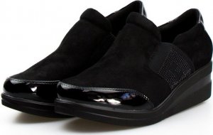 Sergio Leone Sneakersy wsuwane z gumkami z cyrkoniami czarne Sergio Leone-38 4