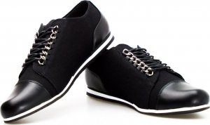 Sergio Leone Tenisówki z dwóch materiałów czarne Sergio Leone-39 7