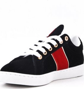 BELLO STAR Trampki eko skóra z czerwonym paskiem czarne-39 2