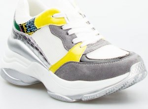 Estetino Sneakersy na koturnie ze wstawkami szare kolorowe-37 2