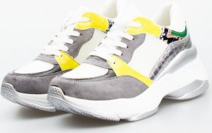 Estetino Sneakersy na koturnie ze wstawkami szare kolorowe-38 4