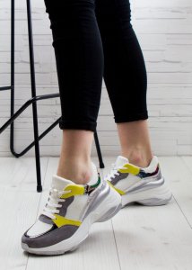 Estetino Sneakersy na koturnie ze wstawkami szare kolorowe-38 6