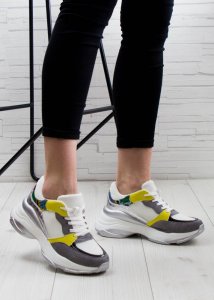 Estetino Sneakersy na koturnie ze wstawkami szare kolorowe-38 7