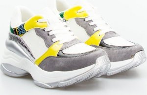 Estetino Sneakersy na koturnie ze wstawkami szare kolorowe-39 5