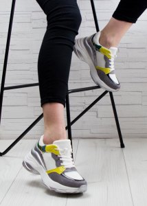 Estetino Sneakersy na koturnie ze wstawkami szare kolorowe-39 8