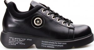 Estetino Sneakersy połyskujące na platformie z napisami czarne-36 1
